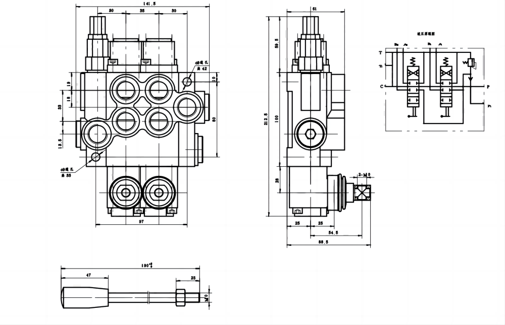 Loader Hydraulic Valve P40-G12-2OT Hydraulic Valve | Specifications, Features & Applications drawing image