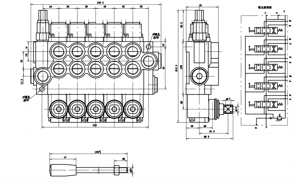 Solenoid Valve 12v 5 Spool Monoblock Directional Valve: Factory Direct & Wholesaler Prices drawing image