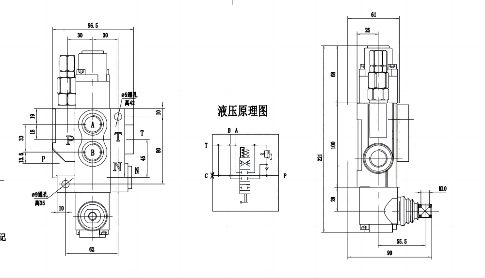 Auxiliary Valve For Tractor Hydraulic Directional Control Valve - P40 Series | Wholesale & OEM drawing image