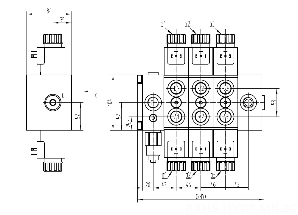 Custom DCV58 Sectional Directional Valves: Tailored to Your Specifications drawing image