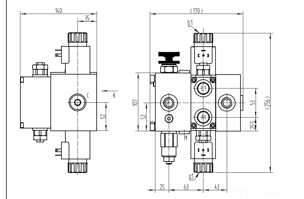 DCV58F Solenoid 1 Spool Sectional Directional Valve | Manufacturer & Global Supplier drawing image