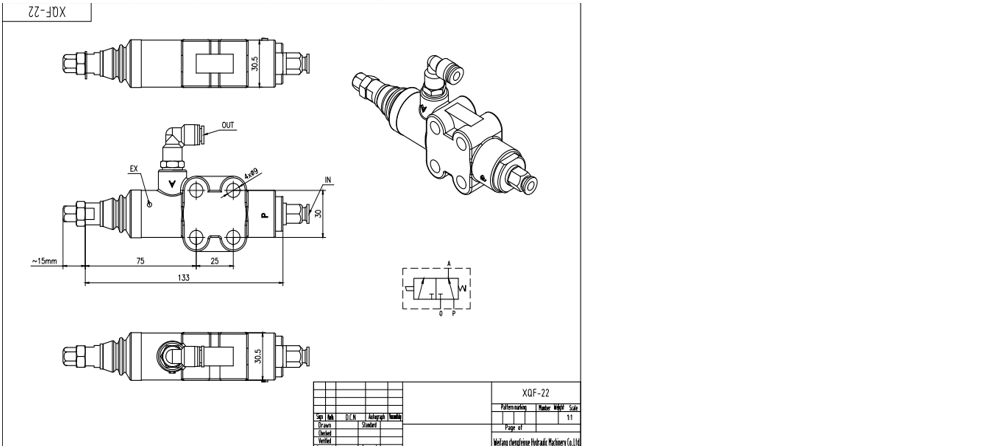 Pneumatic Control Valve System | XQF22-A Model | Applications & Industries drawing image