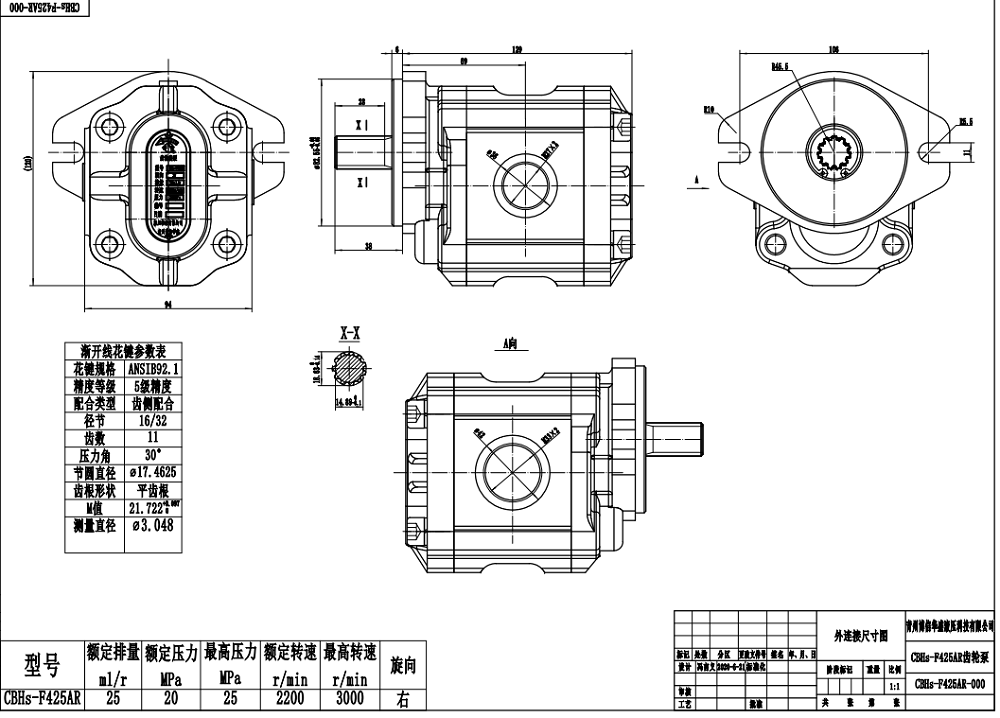 Pump Truck 40 cc/rev Hydraulic Gear Pump | Manufacturer, Factory Supply & Global Distribution drawing image