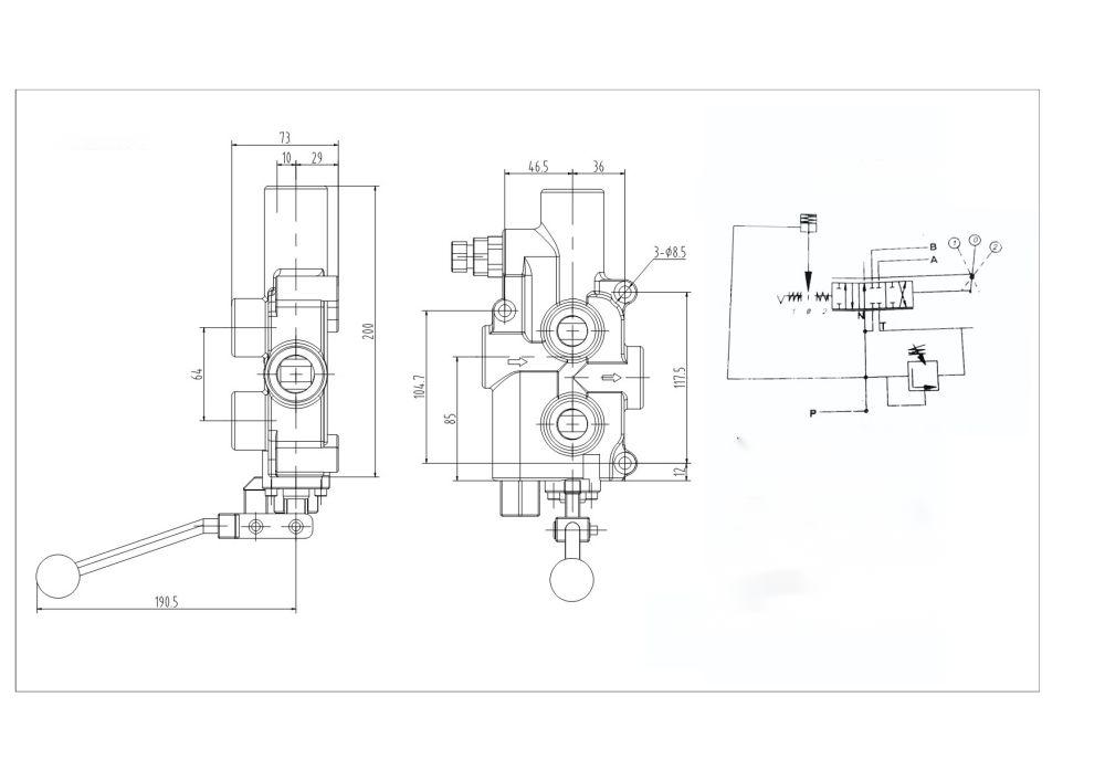 P81 Manual 1 Spool Log Splitter Valve drawing image