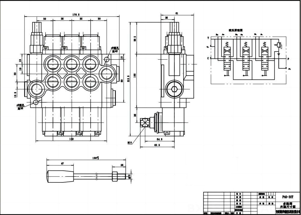 Hydraulic Monoblock Solenoid Control Valve P40-G12-G38 3-Way Hydraulic Valve | Wholesale & OEM drawing image