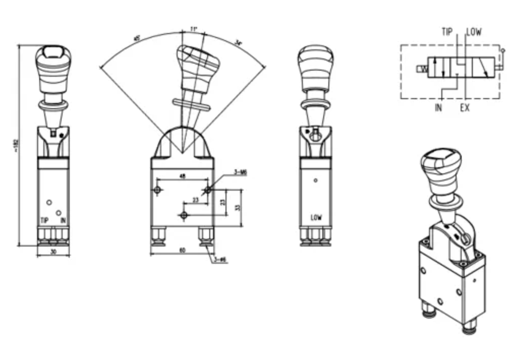 High-Quality Pneumatic 1 Spool Control Valves | Factory Supply & Distribution drawing image