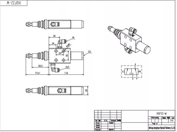 Hydraulic Valve Tractor 1 Spool Pneumatic Directional Valve | Reliable & Efficient Operation drawing image