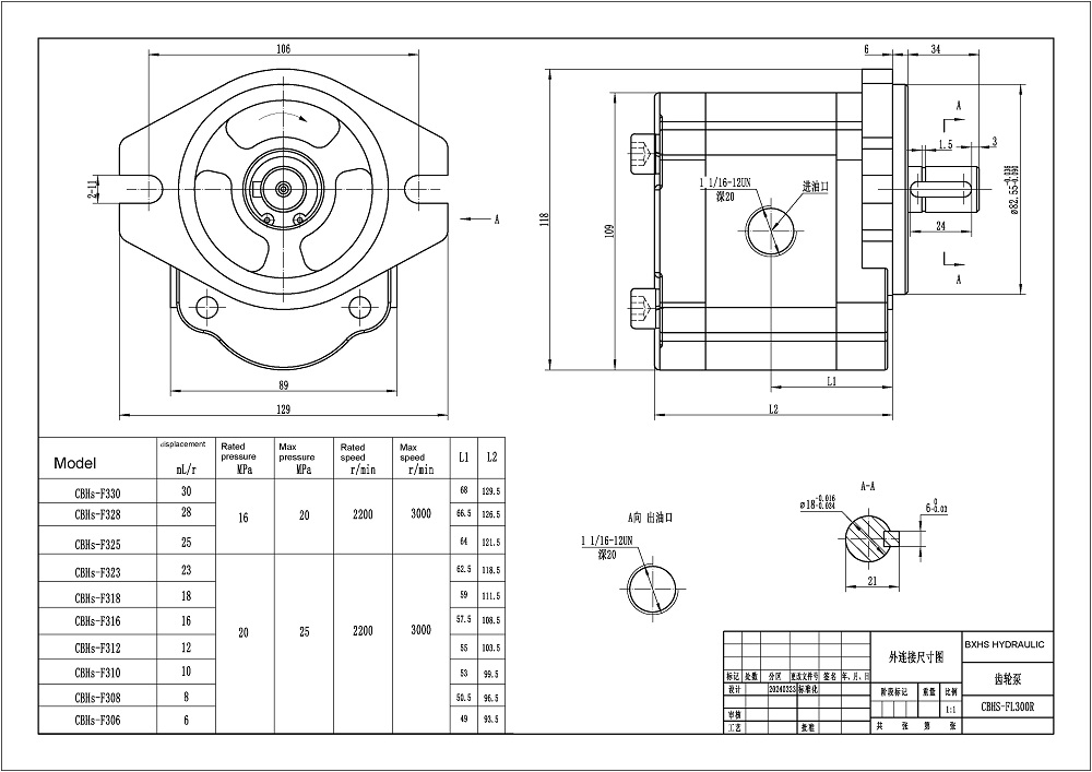 Hydraulic Jack Pump 16 cc/rev Hydraulic Gear Pump: Engineered for Precision & Power drawing image