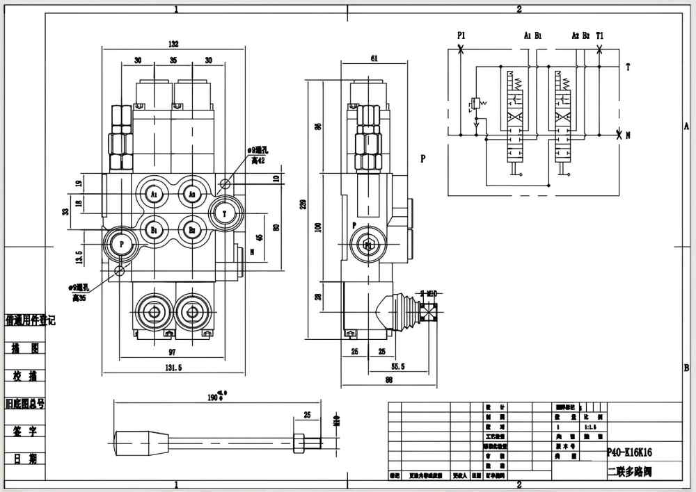 Hydraulic Control Valve Solenoid Directional Control Valve - P40-G12-G38-2QTW | Wholesale & OEM drawing image