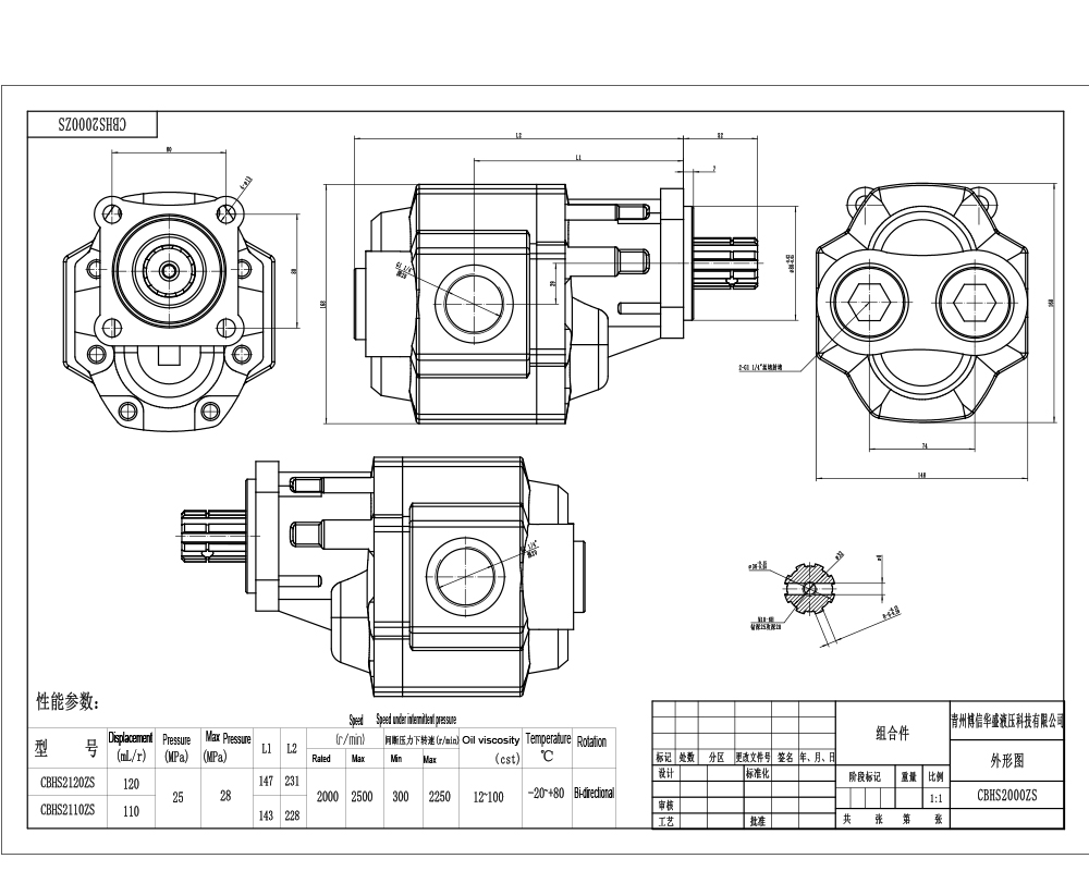 CBHST1-ISO-120 120cc/rev Hydraulic Gear Pump: Manufacturer & Exporter drawing image