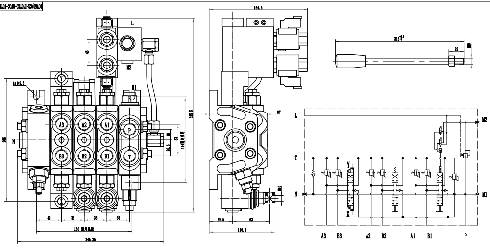 DCV60 Electro-hydraulic 2 Spool Sectional Directional Valve | Manufacturer & Global Supplier drawing image