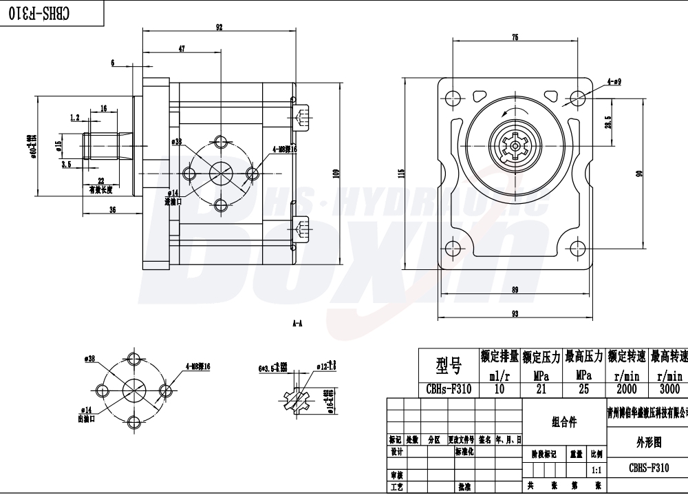 NSH-10 Gear Pump for Fluid Power Systems: Performance and Reliability drawing image
