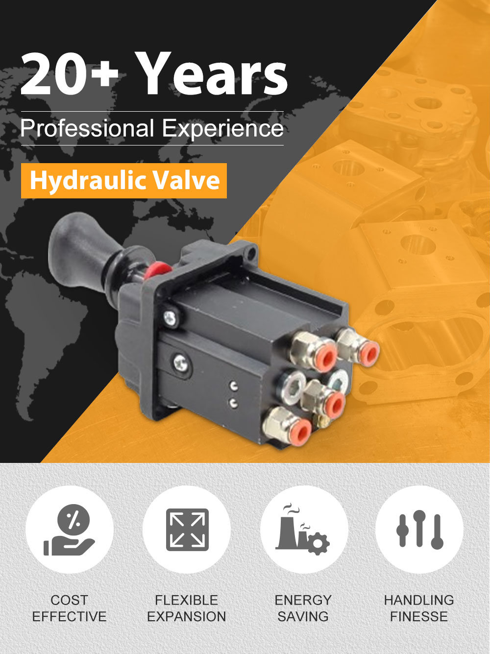 3 Way Electric Hydraulic Diverter Valve Pneumatic 1 Spool Valve | Factory Direct & Customizable detailed image