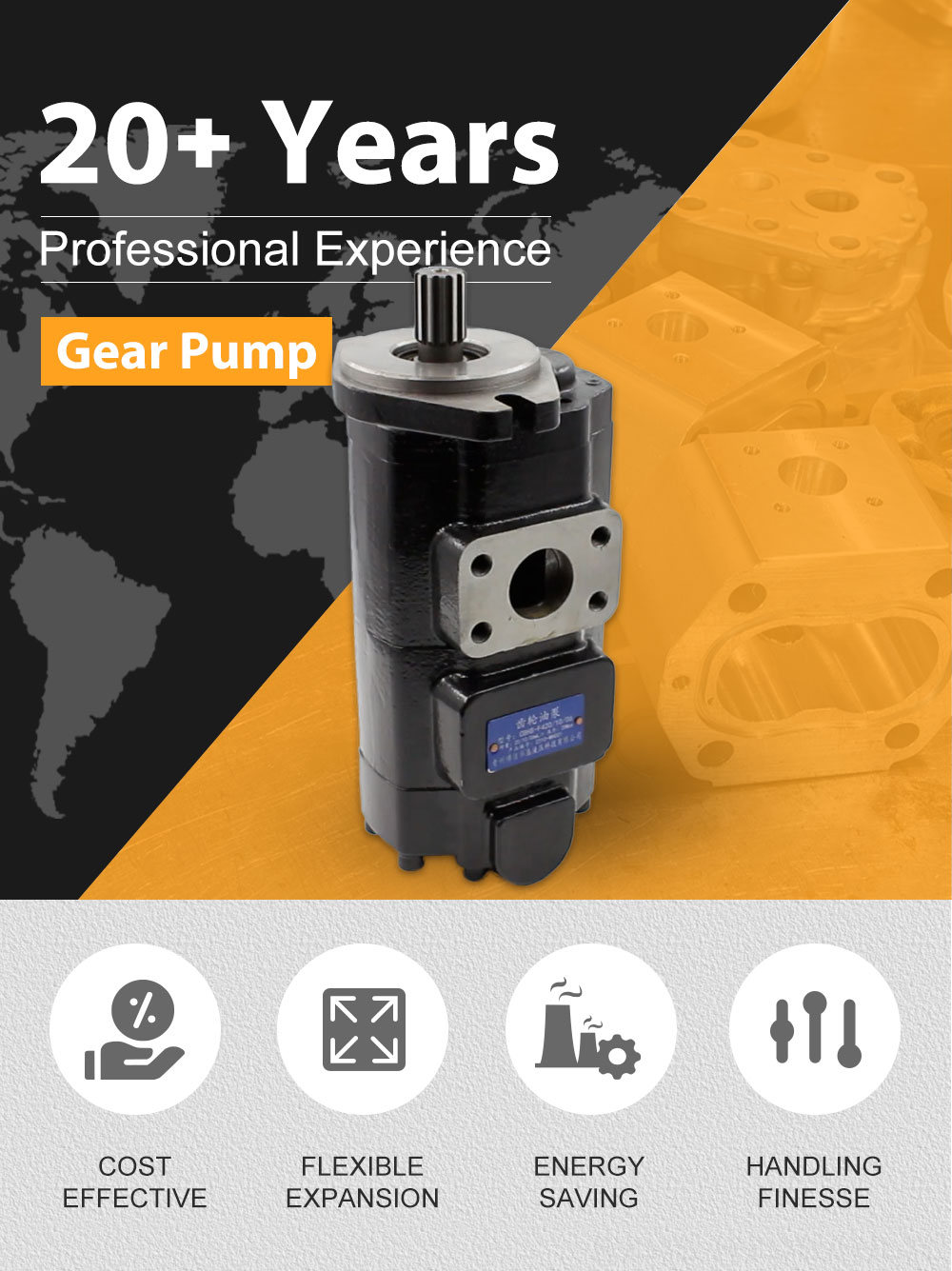 P30 Hydraulic Pump High Flow Rate Hydraulic Gear Pump - 40 cc/rev - Customizable Options detailed image