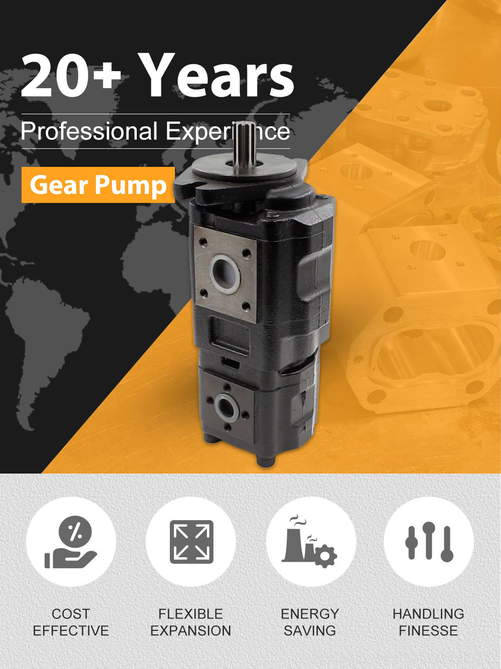 Mini Gear Pump 40 cc/rev Hydraulic Gear Pump: Factory Direct Supply & Global Distribution detailed image