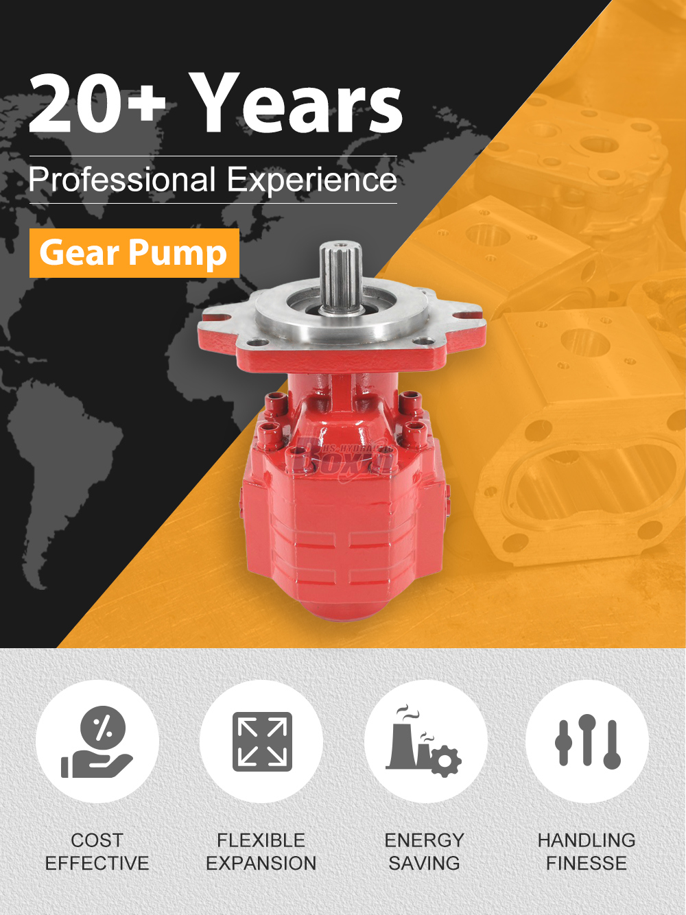 OEM/ODM Solutions for CBHS3100 100 cc/rev Hydraulic Gear Pump and Private Labeling detailed image
