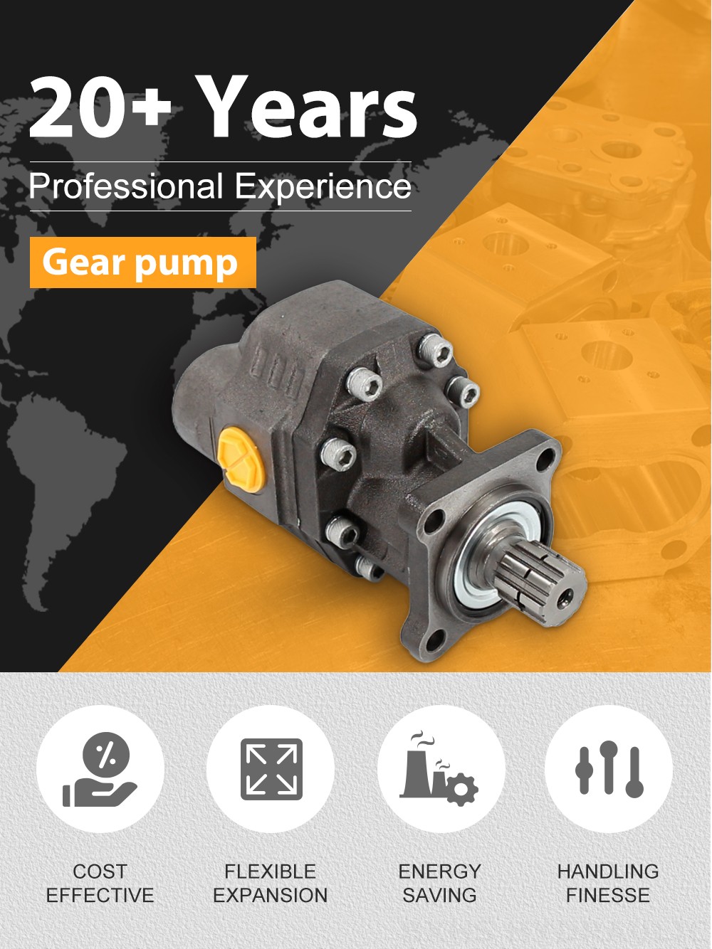 CBHW-ISO-100-Y 100 cc/rev 22 MPa (3190 psi) Hydraulic Gear Pump detailed image
