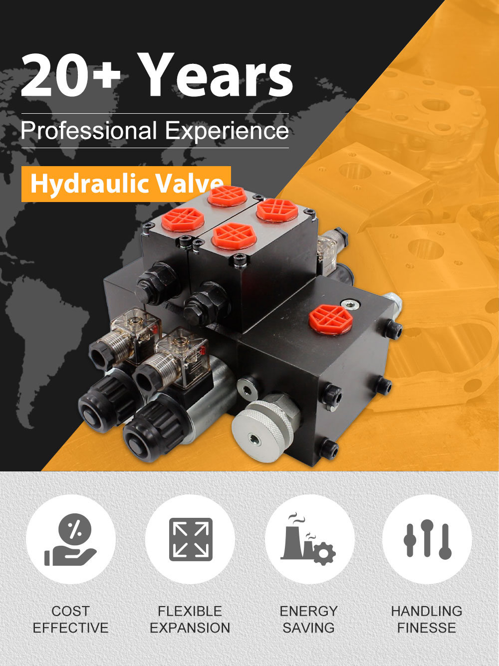 2 Spool Directional Control Valve DCV58F Hydraulic Directional Control Valve | Wholesale & OEM detailed image