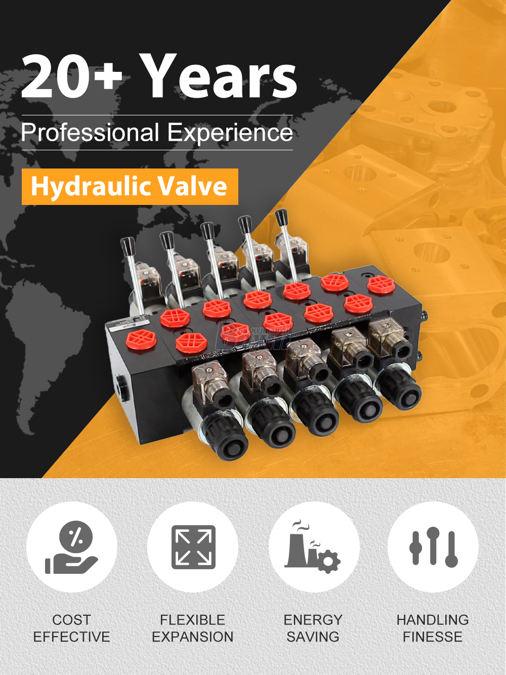 DCV58 Manual and Solenoid Hydraulic Directional Valve detailed image