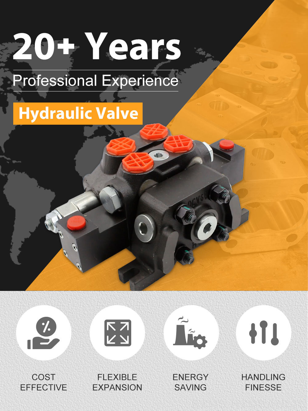 3 Way Valve Hydraulic Customizable Hydraulic Valves: DCV60-G34 Series | OEM and ODM Services detailed image