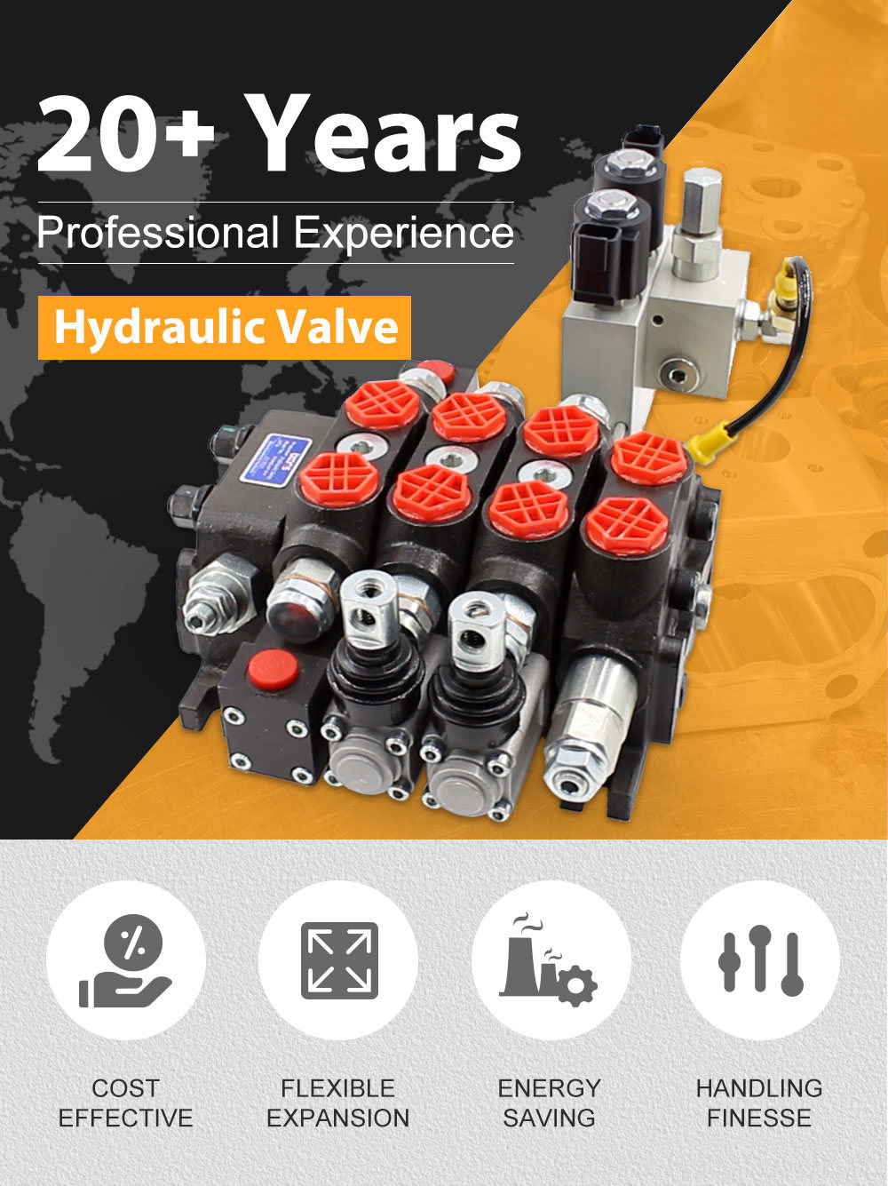 DCV60 Electro-hydraulic 2 Spool Sectional Directional Valve detailed image