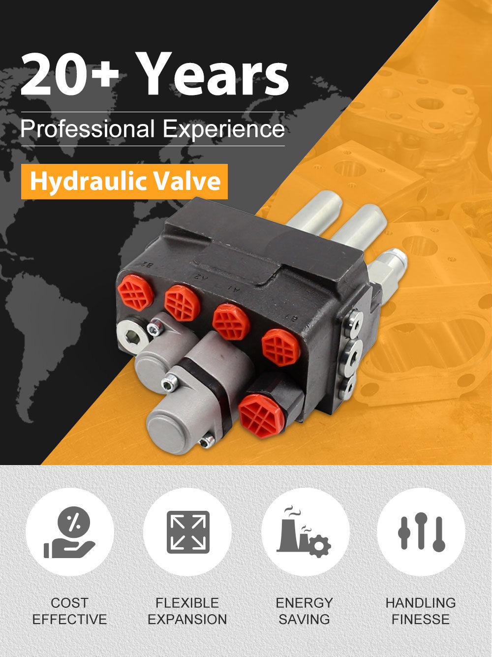 2-Spool Hydraulic Valve | DM45 Cable Model | Factory Direct & Customizable detailed image