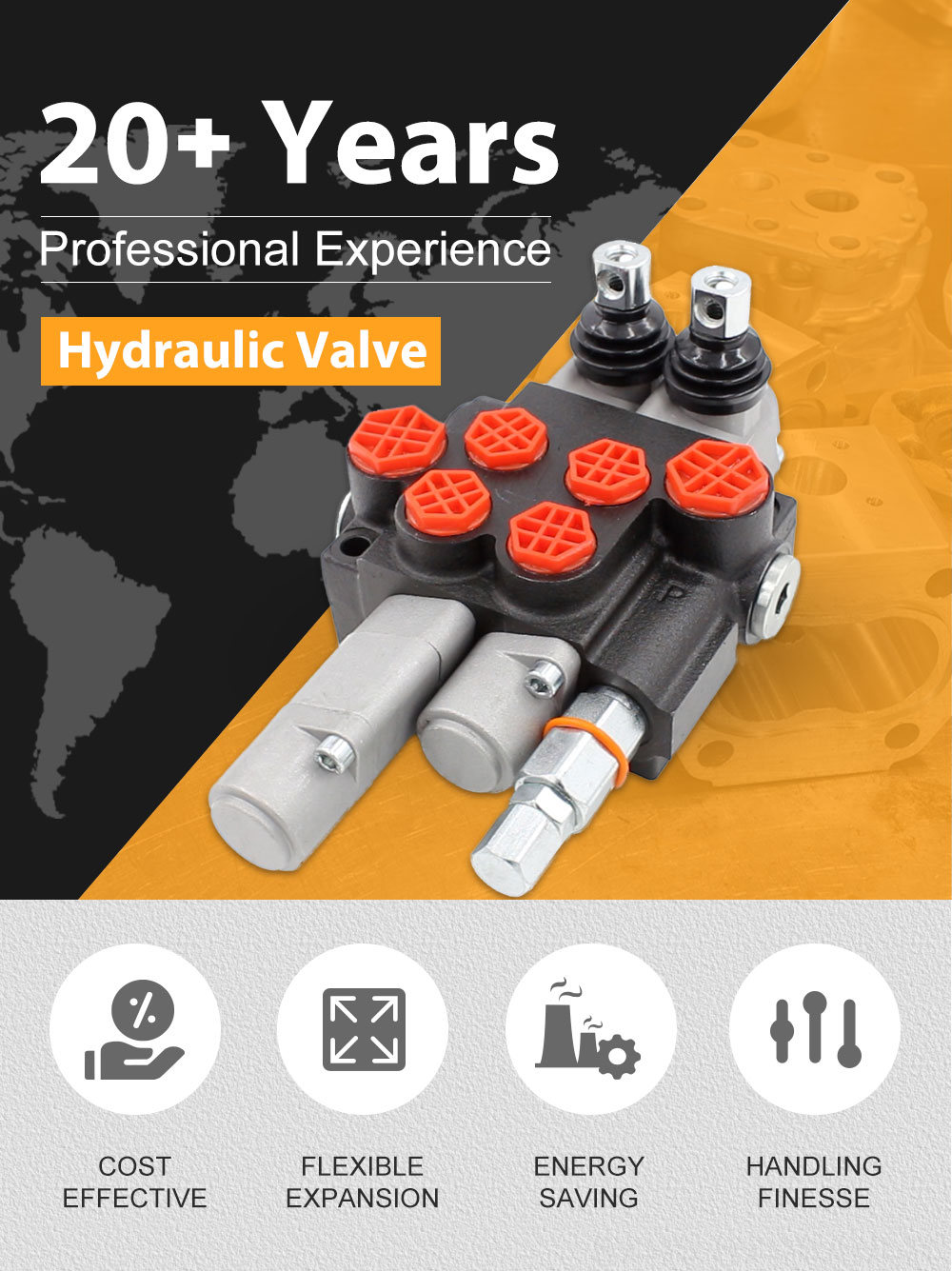 4 Way Hydraulic Diverter Valve High-Performance Hydraulic Valve: P40-AQF-G38-G12 Manual 2 Spool detailed image