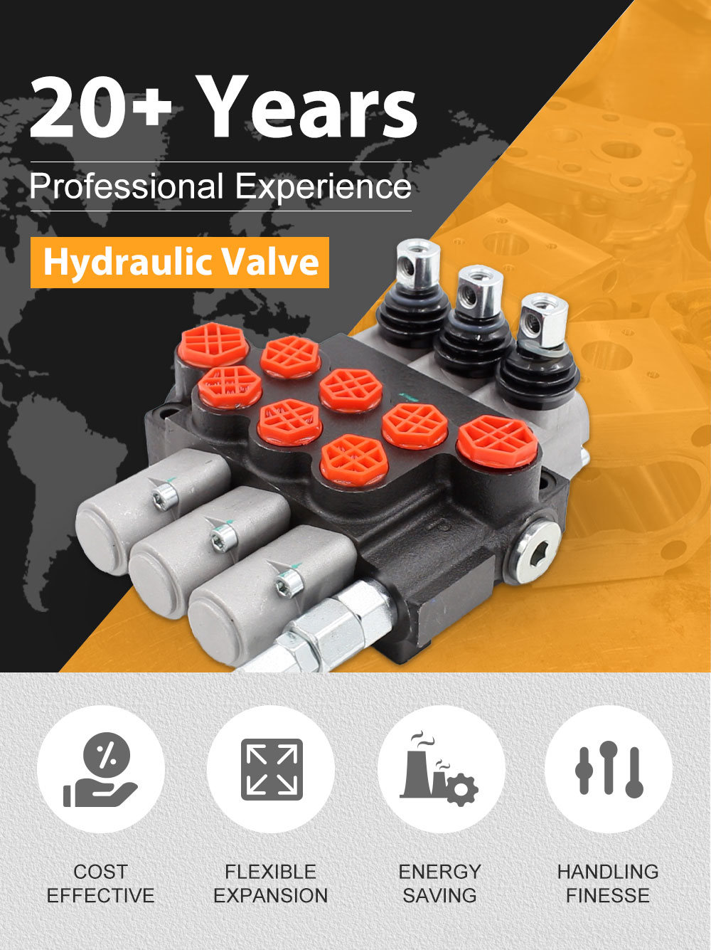 P40-G12-G38-3OT 3-Spool Hydraulic Directional Valve | Factory Direct & Customizable detailed image