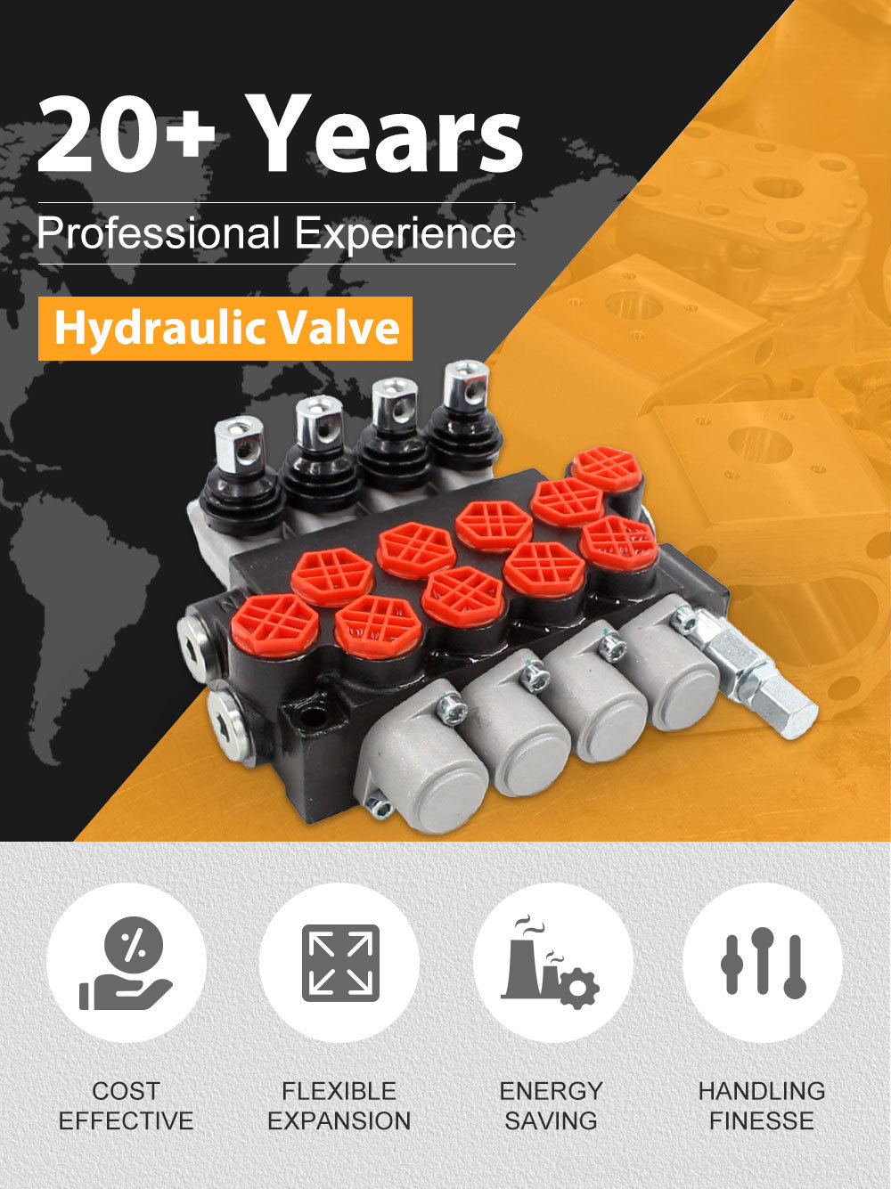 Hydraulic Oil Control Valve 4-Spool Directional Valve: Technical Data & Downloadable Resources detailed image