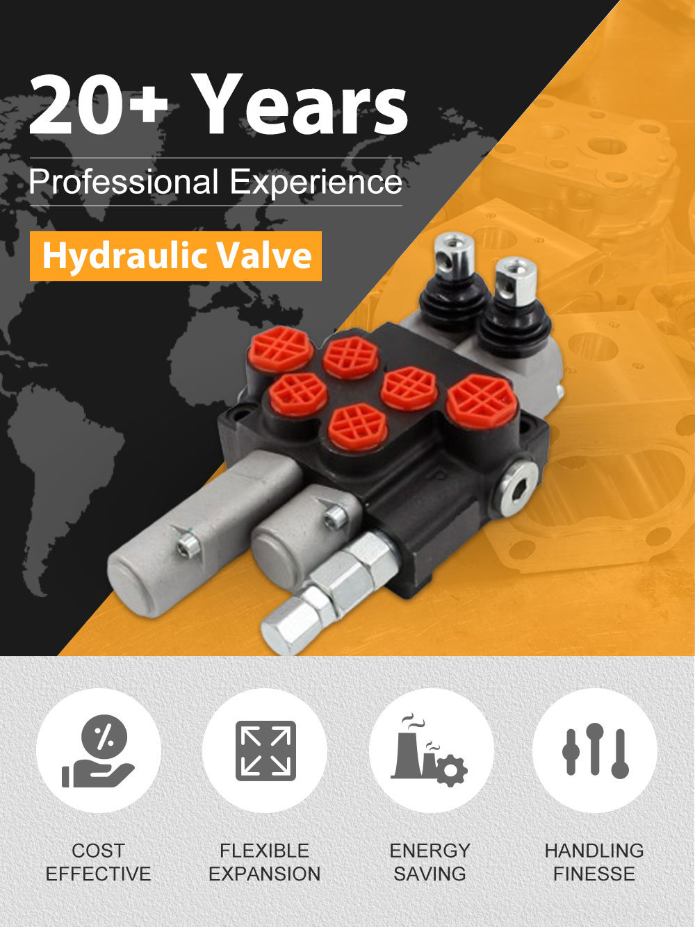 6 Spool Hydraulic Control Valve P40-G12-G38-OT-QTW1 Hydraulic Valve | Troubleshooting & Support detailed image