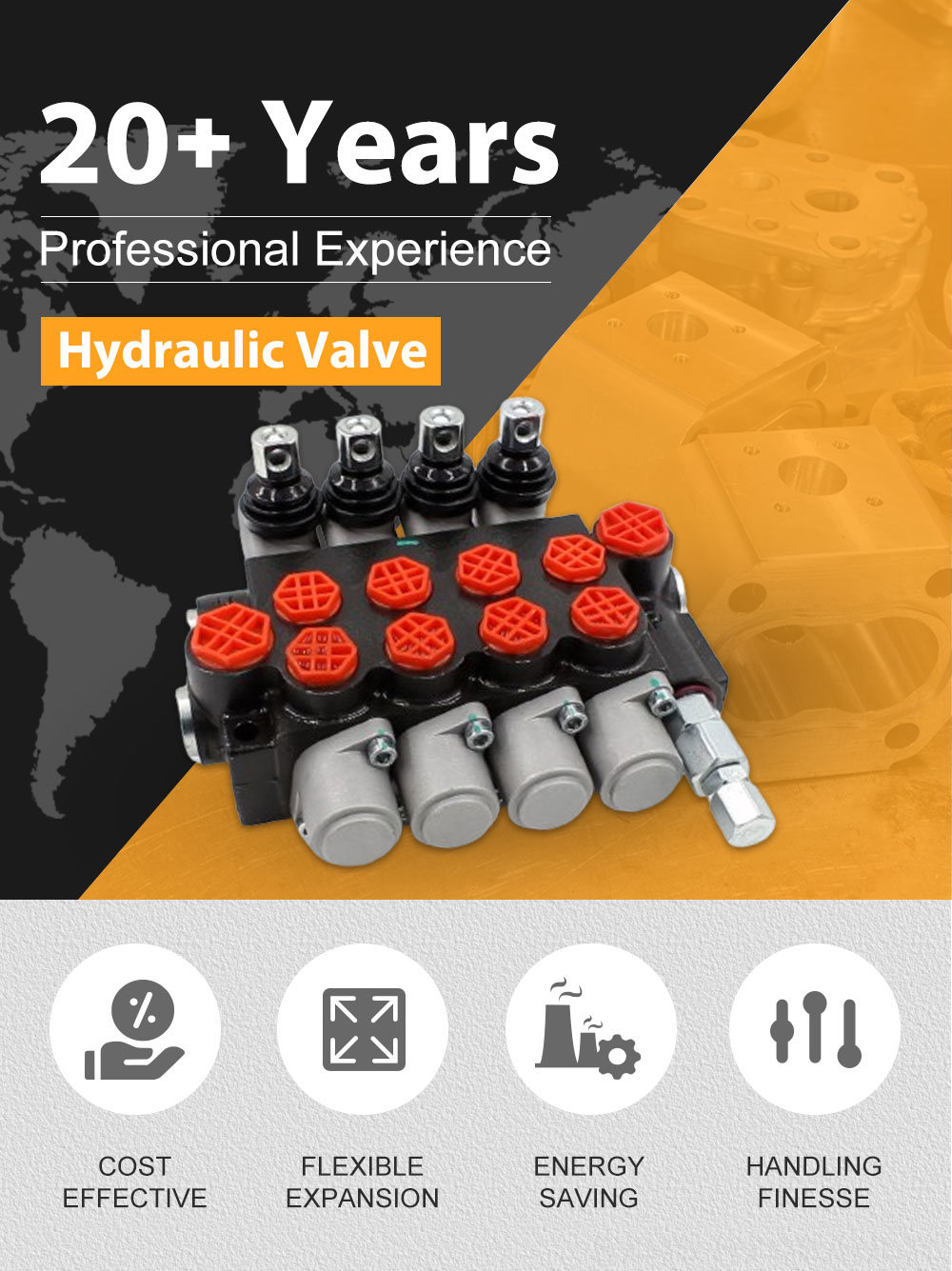 P40-G12-G38-OT 4-Spool Hydraulic Directional Valve | Factory Direct & Customizable detailed image