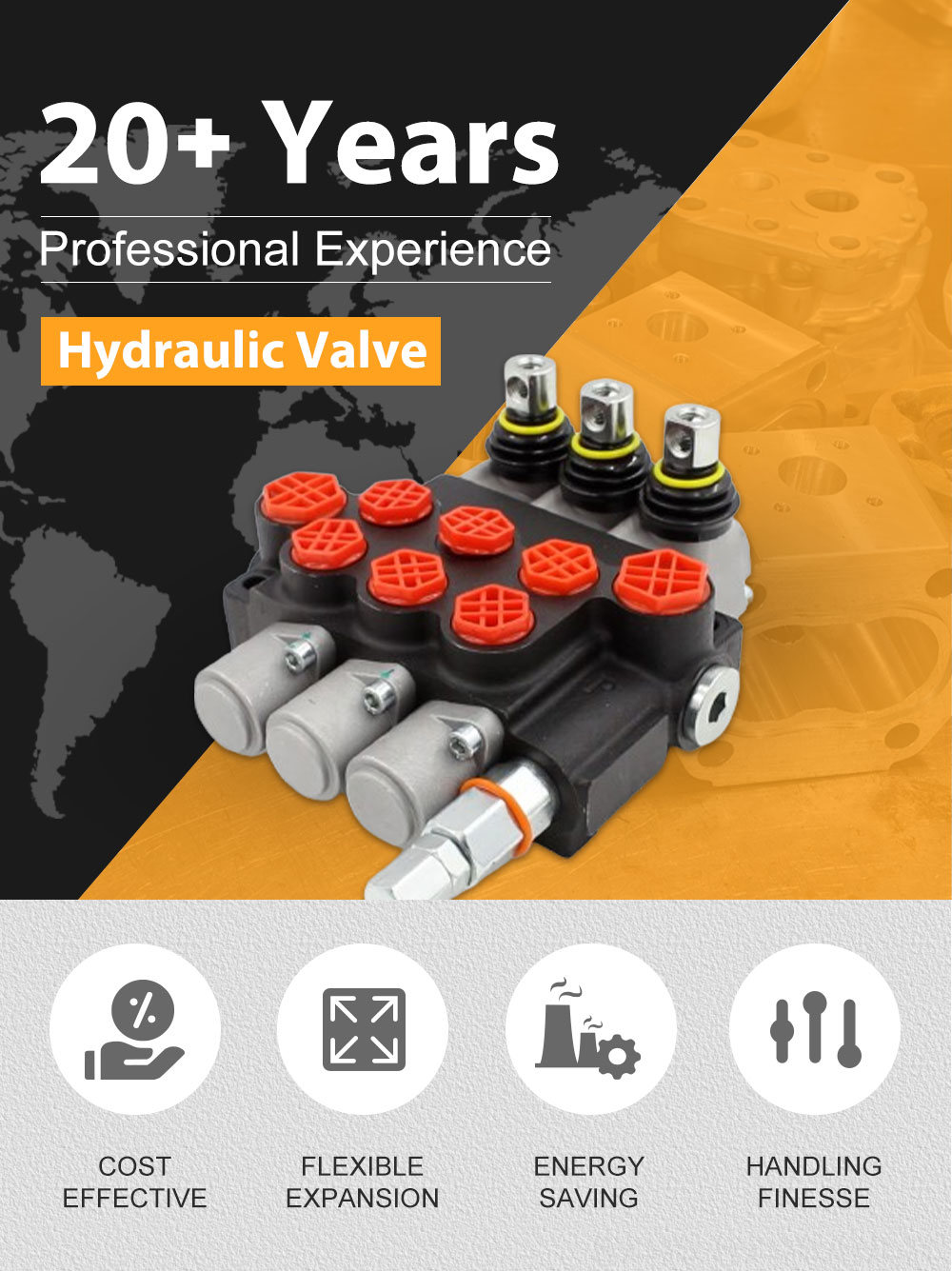 P40-G12-G38-OW 3-Spool Hydraulic Directional Valve | Factory Direct & Customizable detailed image