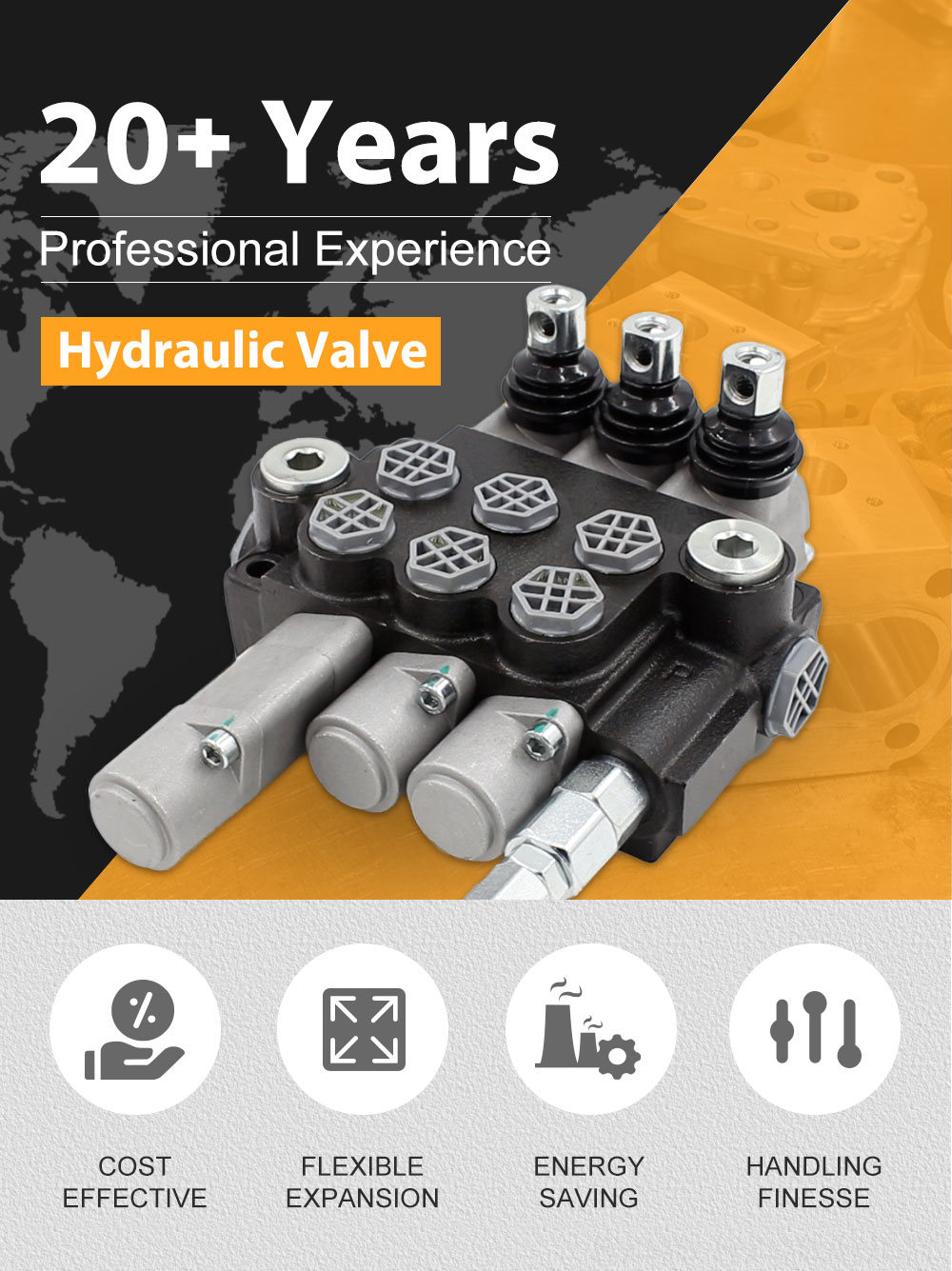 Autocycle Hydraulic Valve 3 Spool Manual Directional Valve - P40-G12-G38 | Factory & Supplier detailed image