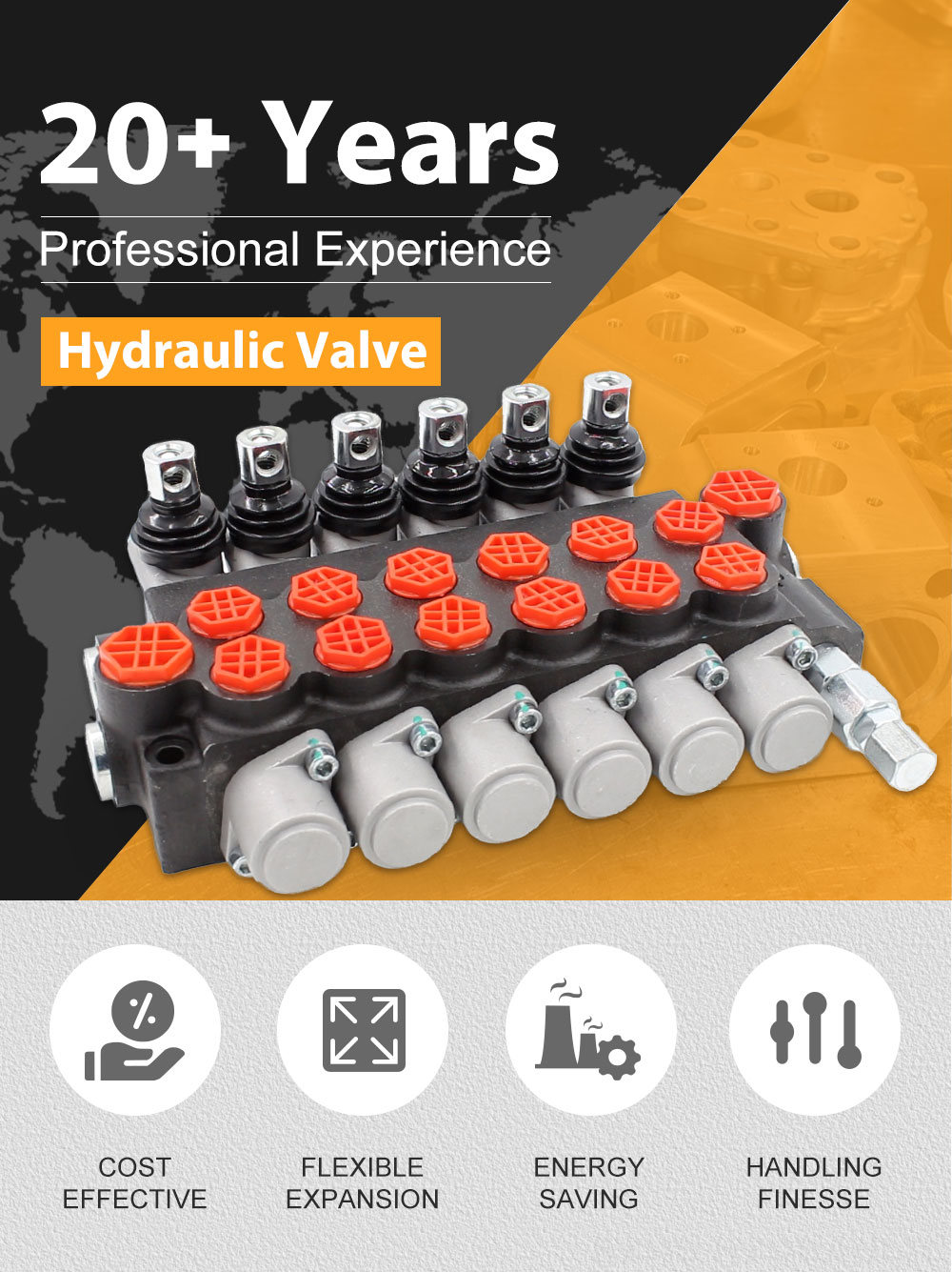 P40-G12-G38 6-Spool Hydraulic Directional Valve | Factory Direct & Customizable detailed image