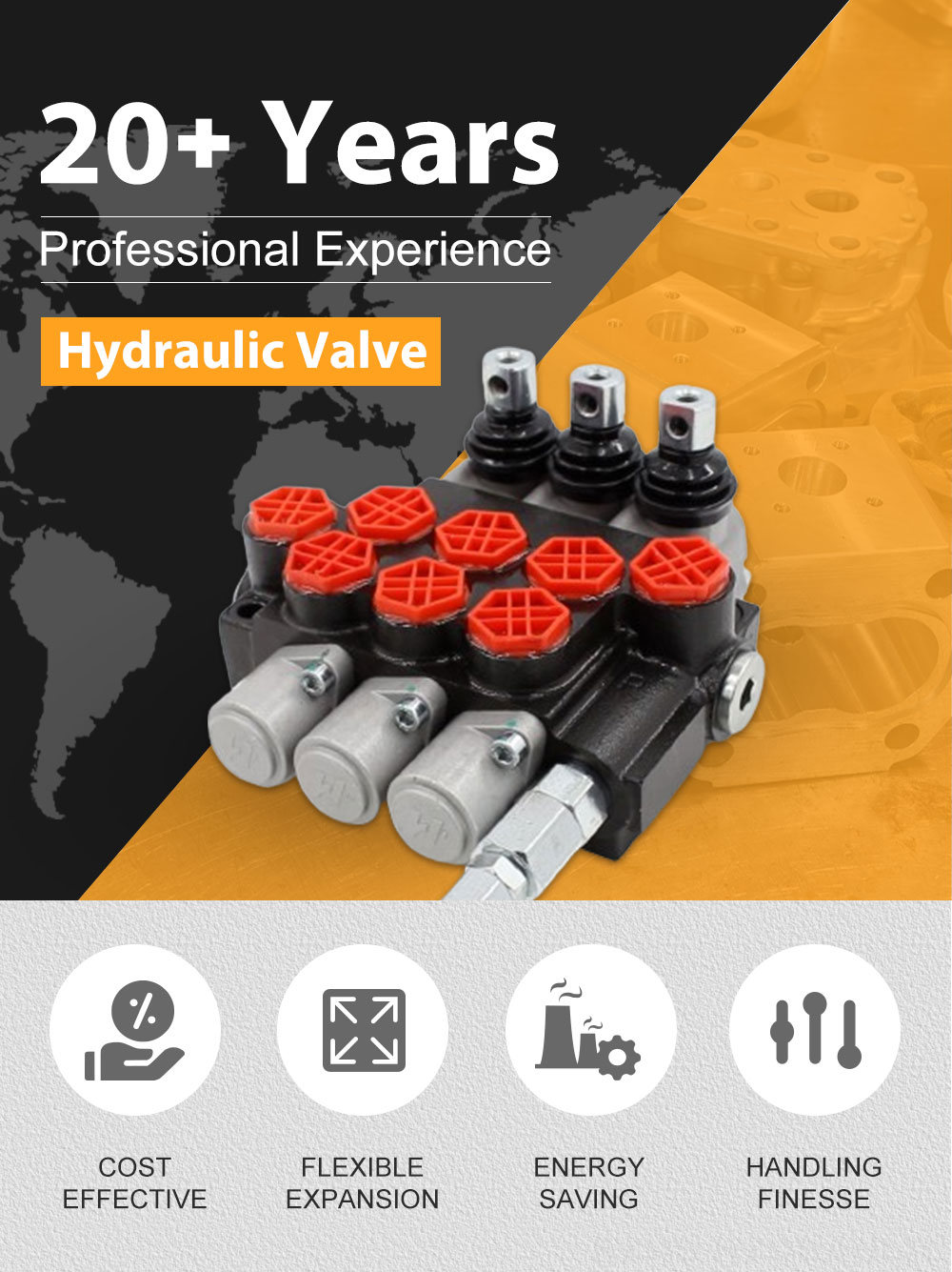 P40-G12-OT 3-Spool Hydraulic Directional Valve | Factory Direct & Customizable detailed image