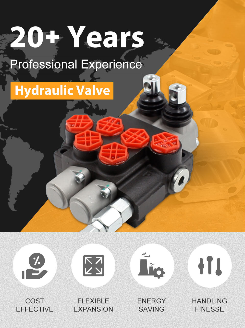 P40-G12 2-Spool Hydraulic Directional Valve | Factory Direct & Customizable detailed image