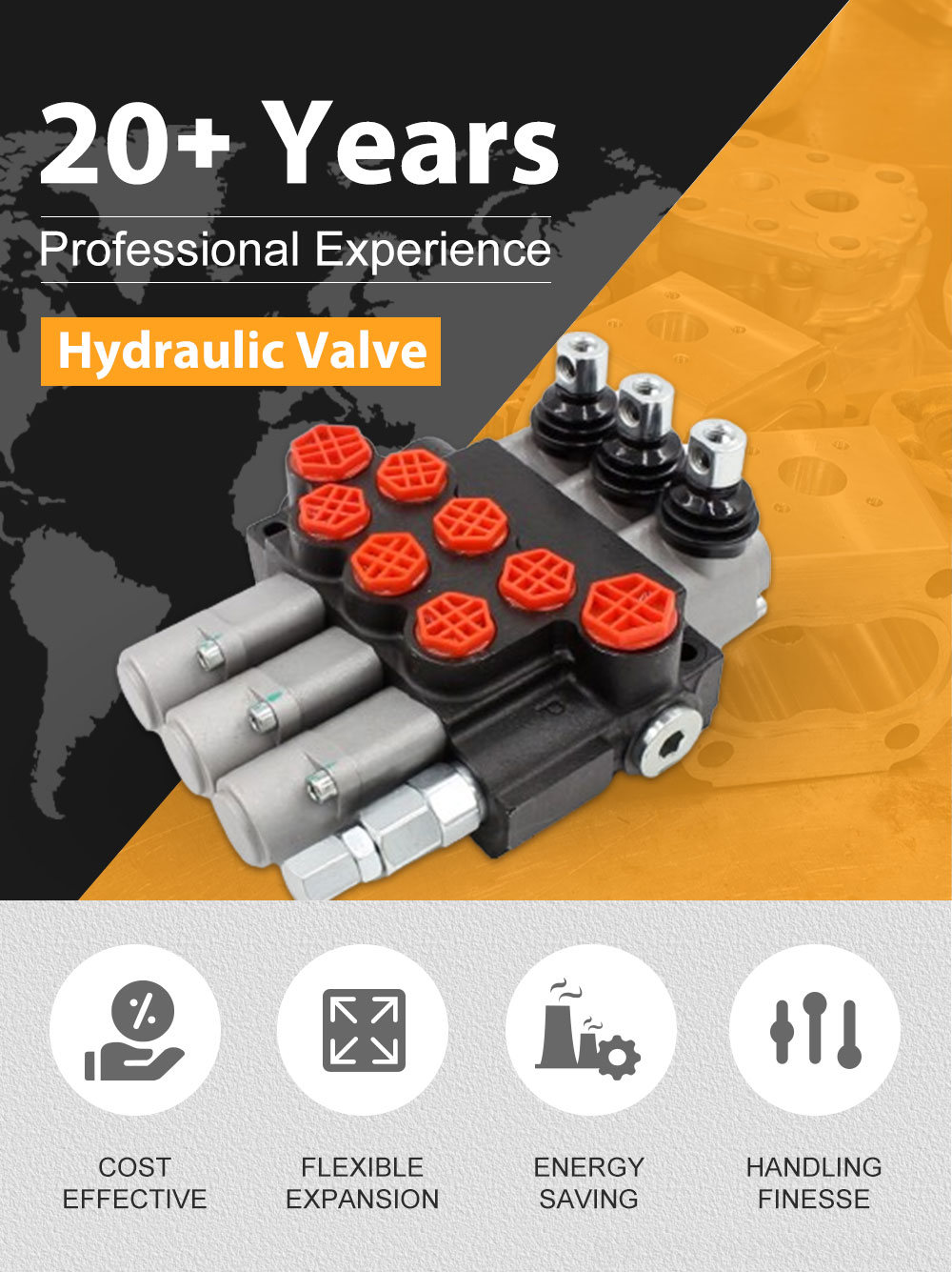 Remote Control Hydraulic Valve Manual 3 Spool Monoblock Directional Valve: Factory Supply & OEM detailed image