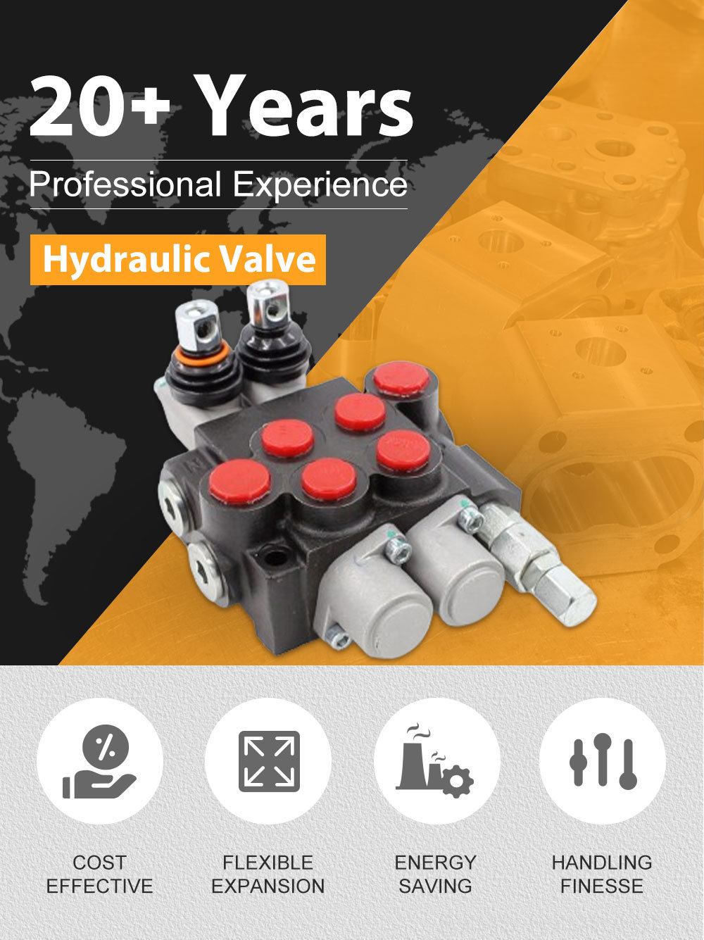 P40-U78-U34-OT-YW 2-Spool Hydraulic Directional Valve | Factory Direct & Customizable detailed image