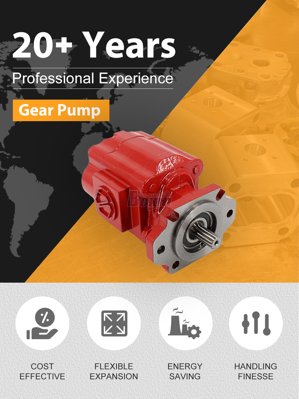 P51A646TEYR25-25-H 104.5 cc/rev 16 MPa (2320 psi) Hydraulic Gear Pump detailed image