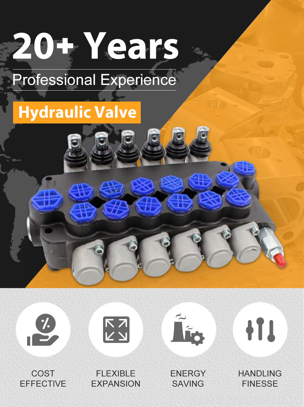 Three Way Hydraulic Control Valve P80-AQF-G Series Monoblock Directional Valve: Wholesale & OEM detailed image