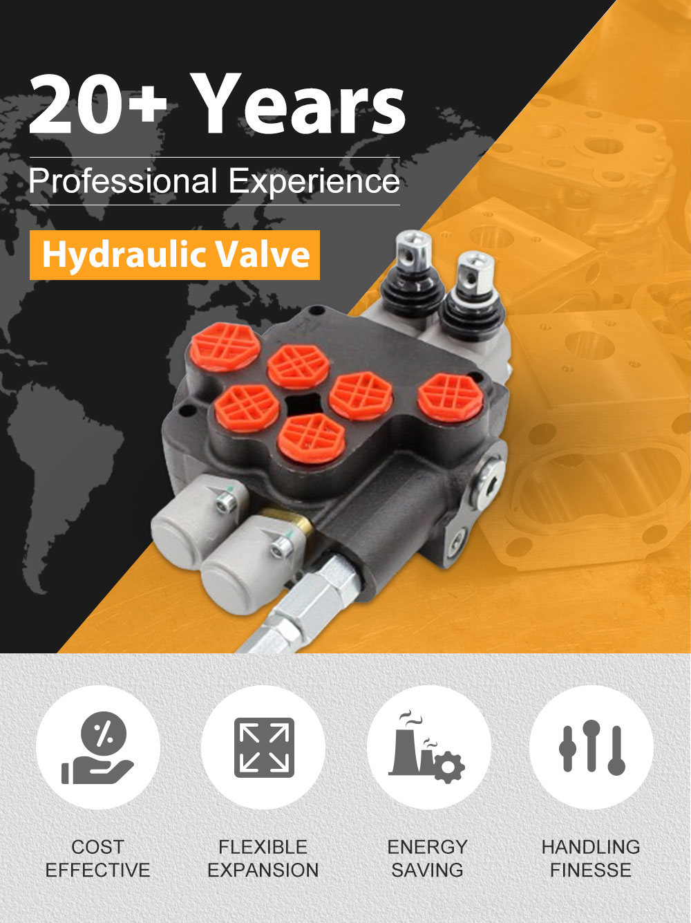 2-Spool Hydraulic Directional Valve | P80-G12-G34-2OT | Factory Direct & Customizable detailed image