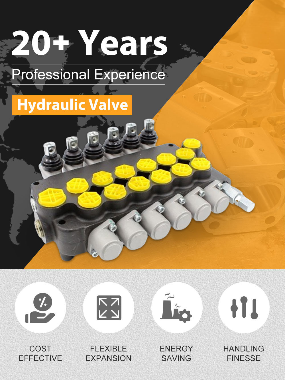 Main Control Valve Hydraulic For Excavator Manual 6 Spool Monoblock Directional Valve Exporter detailed image