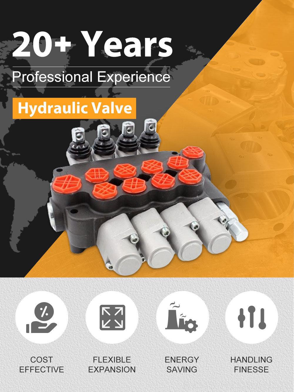 P80-G12-G34-OT 4-Spool Hydraulic Directional Valve | Factory Direct & Customizable detailed image