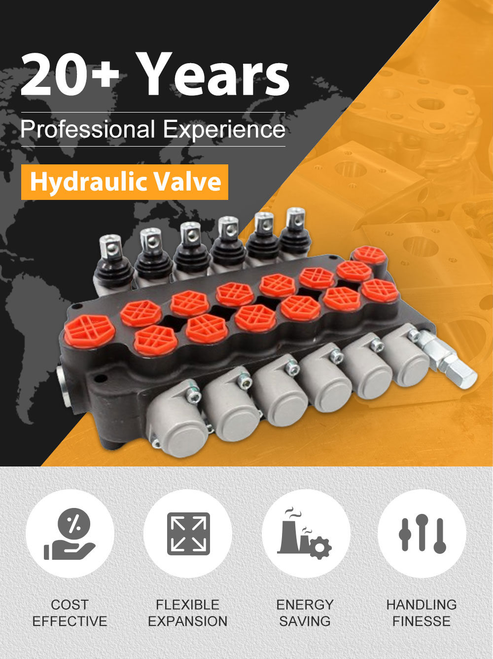 P80-G12-G34-OT 6-Spool Hydraulic Directional Valve | Factory Direct & Customizable detailed image