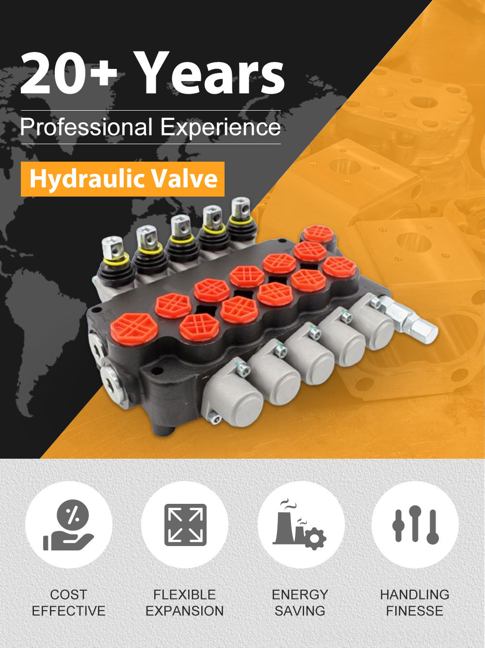 Bespoke Hydraulic Solutions: Customizable P80-G12-G38-OW 5 Spool Directional Control Valves detailed image