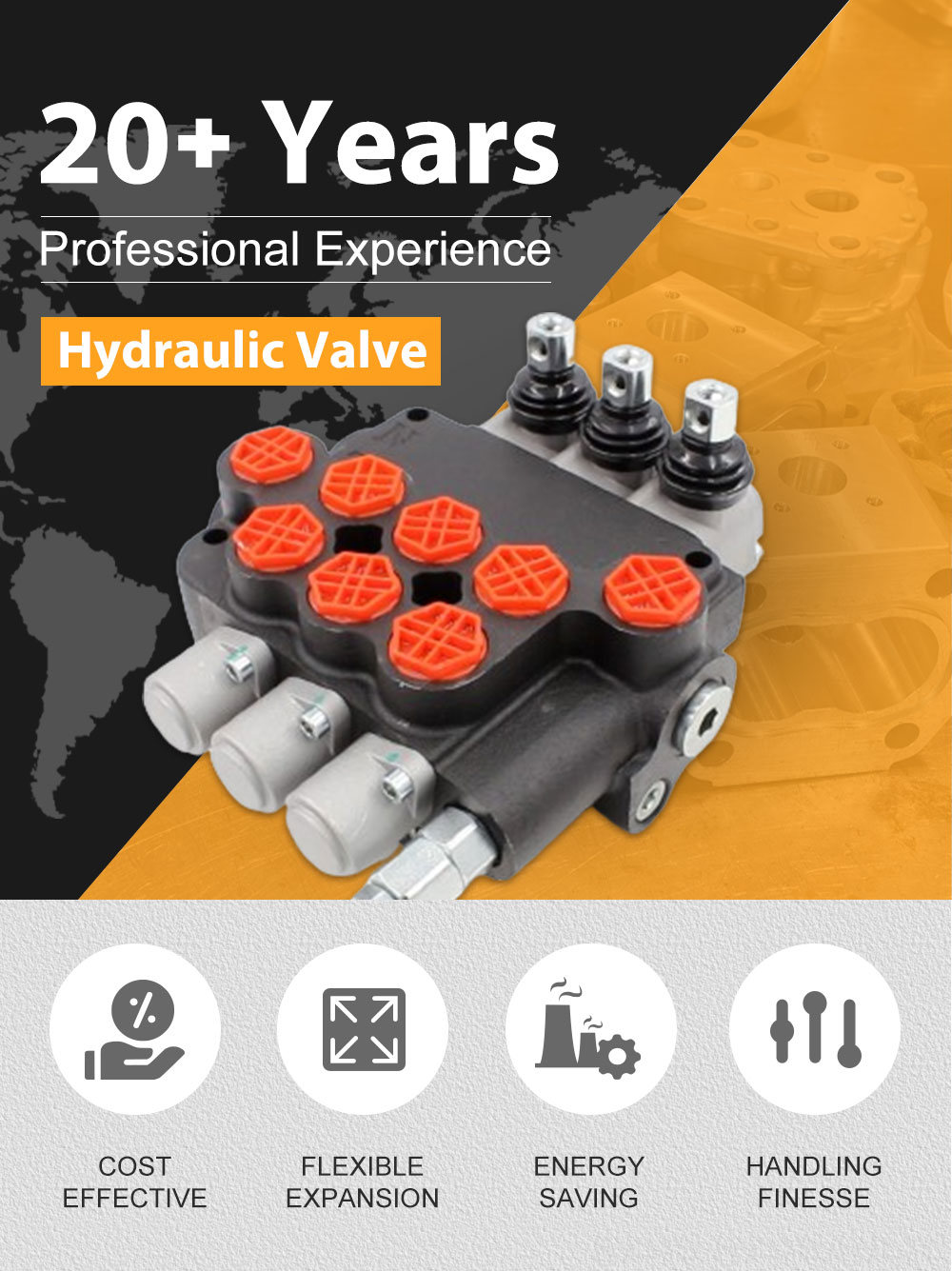 Hydraulic Valve Mini Excavator P80-G34-3OT Manual Monoblock Directional Valve | Wholesale & OEM detailed image