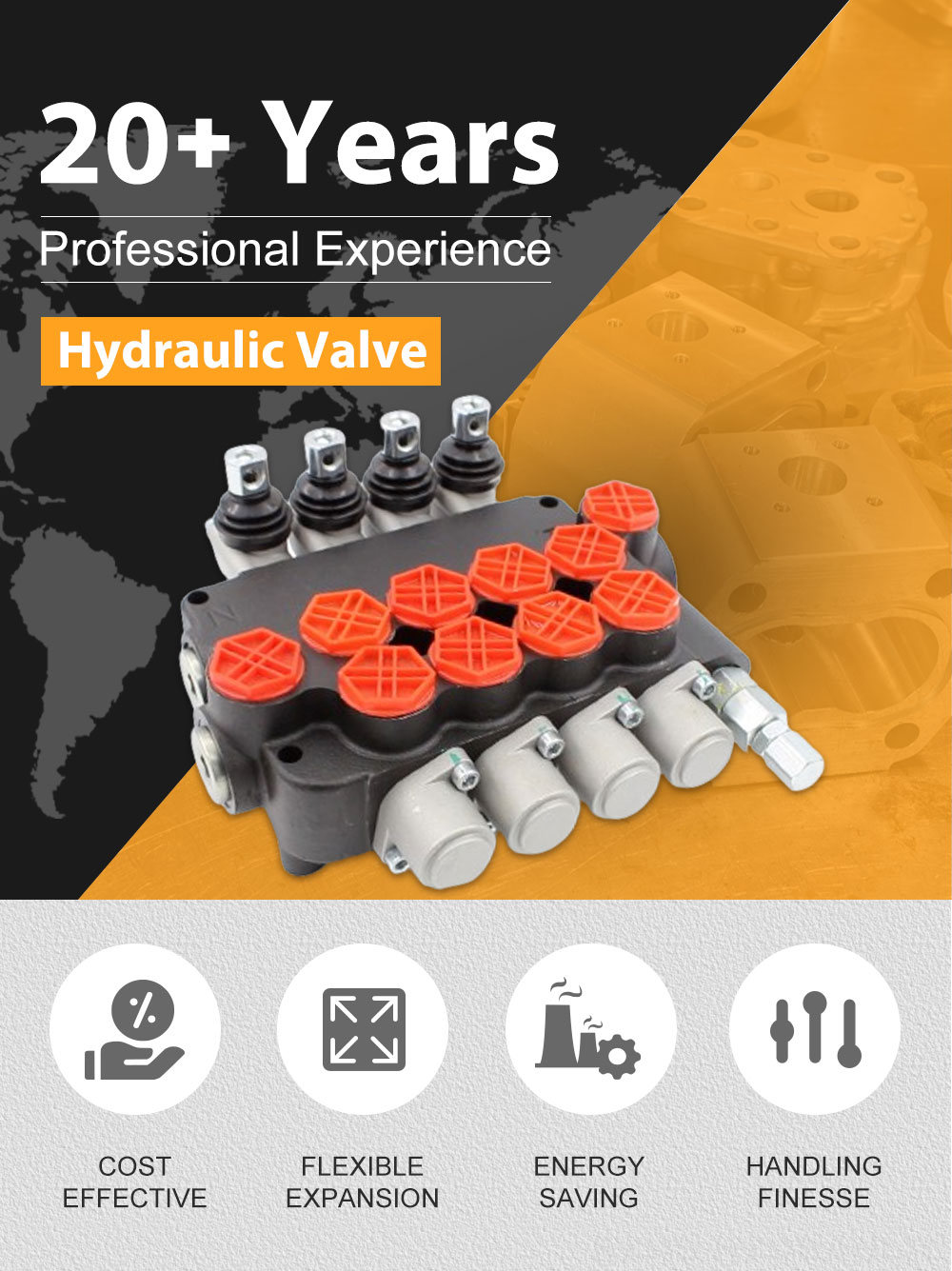 Hydraulic Actuator P80 2-Spool Hydraulic Directional Valve | Factory Direct & Customizable detailed image