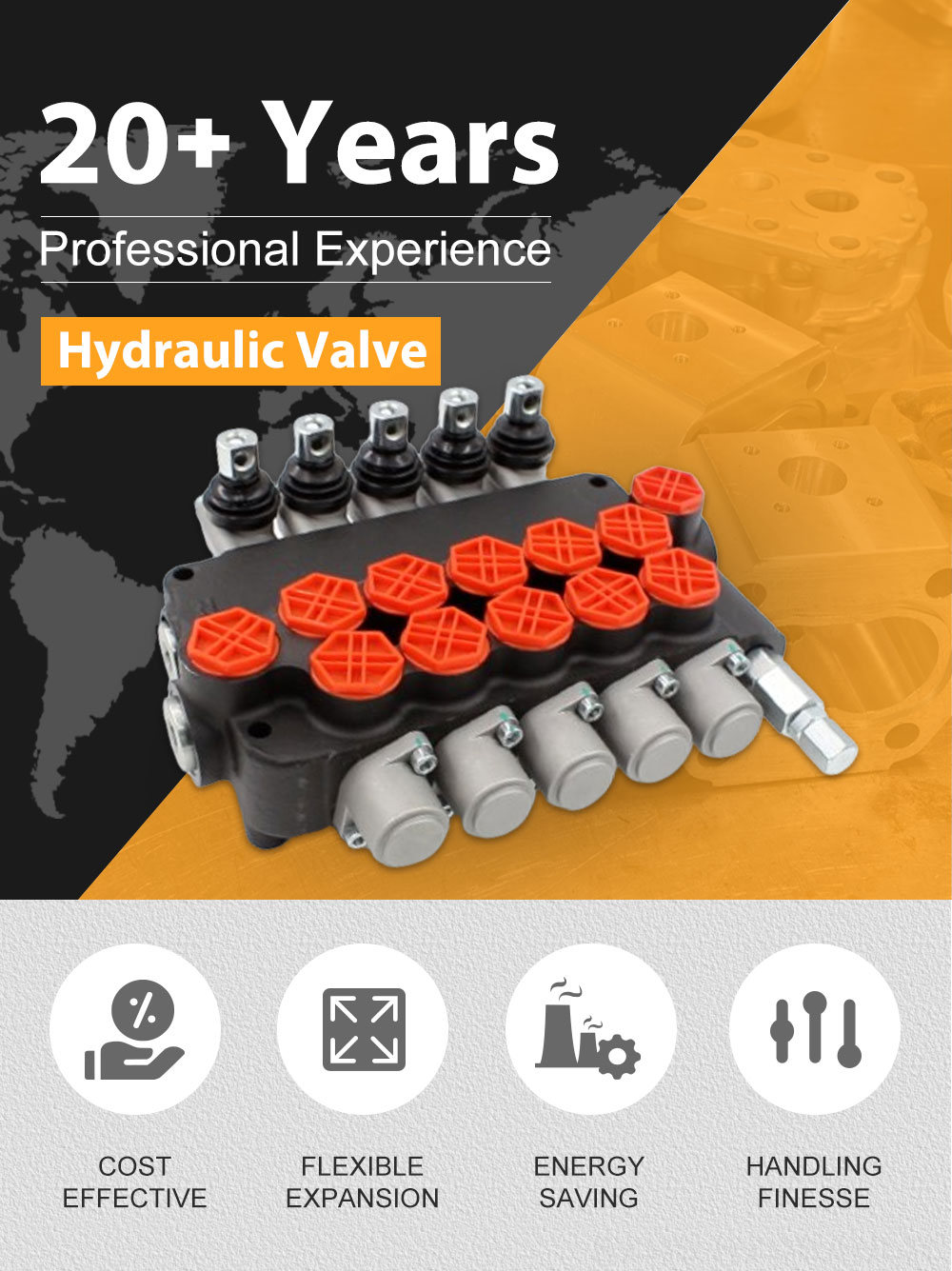 2 Spool Electric Hydraulic Control Valve P80-G34-5OT Directional Valve Manufacturer & Supplier detailed image