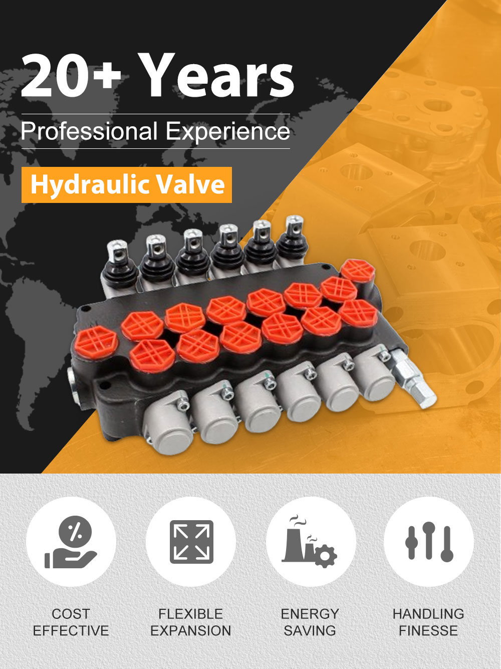 Double Hydraulic Valve Manual Monoblock Directional Valve - P80-G34 Series | Wholesale & OEM detailed image