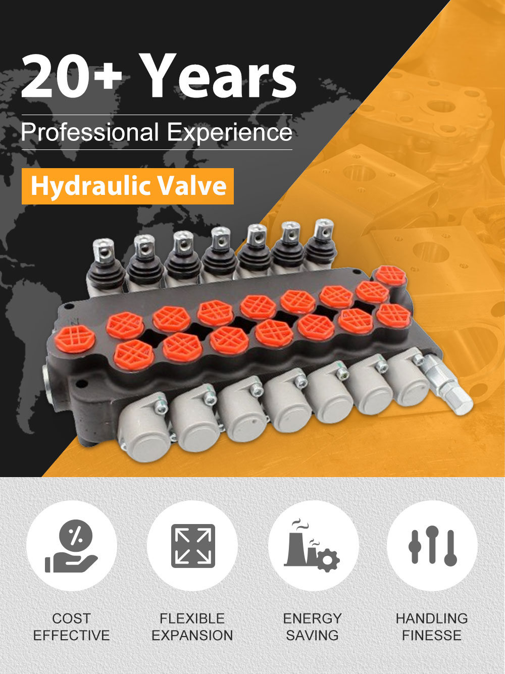 Three Spool Hydraulic Valve Manual Monoblock Directional Valve - P80-G34-7OT | Wholesale & OEM detailed image